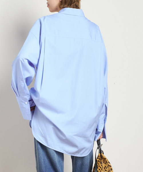 AP STUDIO（エーピーストゥディオ）の「スーピマコットンシャツ（シャツ/ブラウス・レディース・ホワイト/サックスブルー・FREE）」の4枚目の写真