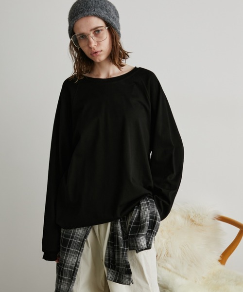 Auntie Rosa Holiday（アンティローザホリデー）の「オーバーサイズベーシックロンT（Tシャツ/カットソー・レディース・グレー/ブラック/ホワイト/ブラウン/グリーン/イエロー/ピンク/ネイビー・FREE）」の3枚目の写真