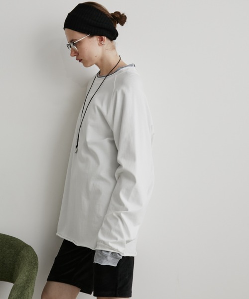 Auntie Rosa Holiday（アンティローザホリデー）の「オーバーサイズベーシックロンT（Tシャツ/カットソー・レディース・グレー/ブラック/ホワイト/ブラウン/グリーン/イエロー/ピンク/ネイビー・FREE）」の11枚目の写真