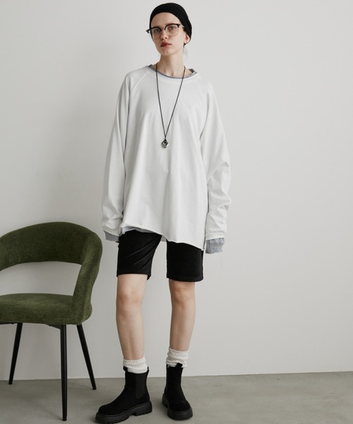 Auntie Rosa Holiday（アンティローザホリデー）の「オーバーサイズベーシックロンT（Tシャツ/カットソー・レディース・グレー/ブラック/ホワイト/ブラウン/グリーン/イエロー/ピンク/ネイビー・FREE）」の13枚目の写真