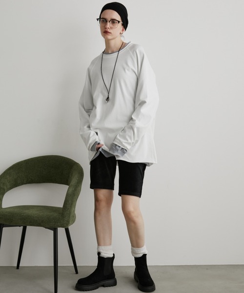 Auntie Rosa Holiday（アンティローザホリデー）の「オーバーサイズベーシックロンT（Tシャツ/カットソー・レディース・グレー/ブラック/ホワイト/ブラウン/グリーン/イエロー/ピンク/ネイビー・FREE）」の14枚目の写真