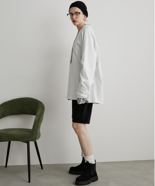 Auntie Rosa Holiday（アンティローザホリデー）の「オーバーサイズベーシックロンT（Tシャツ/カットソー・レディース・グレー/ブラック/ホワイト/ブラウン/グリーン/イエロー/ピンク/ネイビー・FREE）」の15枚目の写真