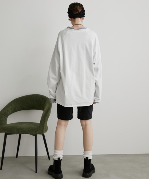 Auntie Rosa Holiday（アンティローザホリデー）の「オーバーサイズベーシックロンT（Tシャツ/カットソー・レディース・グレー/ブラック/ホワイト/ブラウン/グリーン/イエロー/ピンク/ネイビー・FREE）」の16枚目の写真