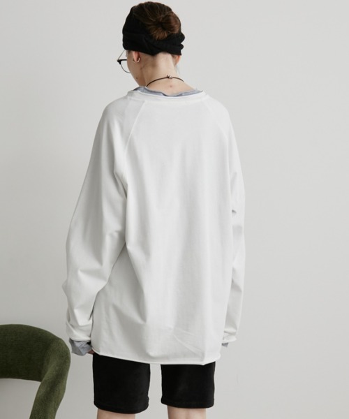 Auntie Rosa Holiday（アンティローザホリデー）の「オーバーサイズベーシックロンT（Tシャツ/カットソー・レディース・グレー/ブラック/ホワイト/ブラウン/グリーン/イエロー/ピンク/ネイビー・FREE）」の12枚目の写真