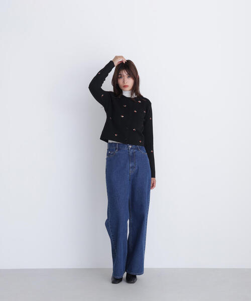 NATURAL BEAUTY BASIC(ナチュラルビューティーベーシック)の「◇ビジューニットジャケット(カーディガン/ボレロ・レディース・ブルー/オフホワイト/ブラック・FREE)」の5枚目の写真