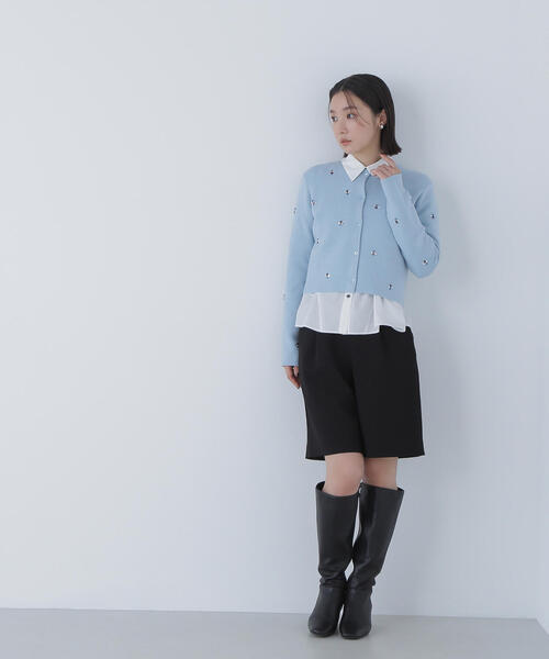 NATURAL BEAUTY BASIC（ナチュラルビューティーベーシック）の「◇ビジューニットジャケット（カーディガン/ボレロ・レディース・ブルー/オフホワイト/ブラック・FREE）」の9枚目の写真