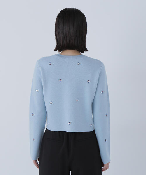 NATURAL BEAUTY BASIC（ナチュラルビューティーベーシック）の「◇ビジューニットジャケット（カーディガン/ボレロ・レディース・ブルー/オフホワイト/ブラック・FREE）」の7枚目の写真