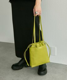 NOWHOW CHUCK グリーン　レザー　巾着 NOWHOW CHUCK グリーン レザー 巾着 レザー巾着バッグ・ブラック