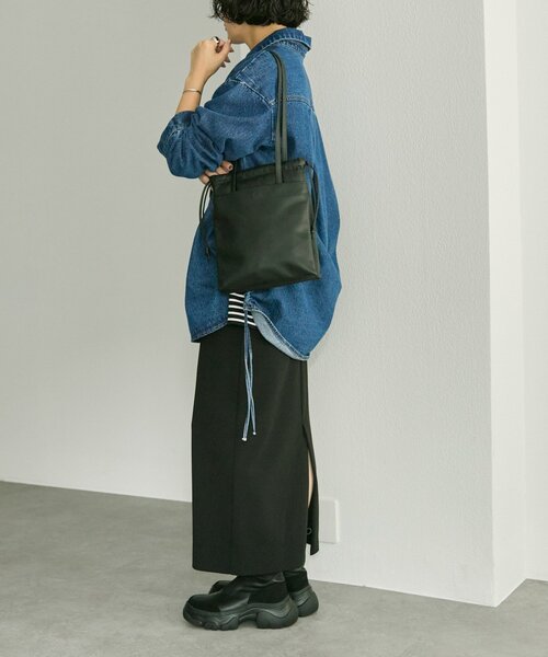 セール】《本革》シンプル巾着トートバッグS（トートバッグ）｜ear