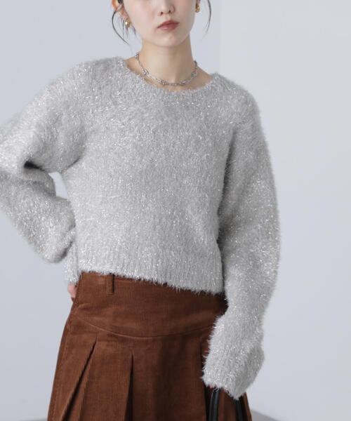 FREE'S MART（フリーズマート）の「◆ラメフェザープルオーバーニット（ニット/セーター・レディース・グレー/ホワイト/ブラウン/ピンク・FREE）」の6枚目の写真