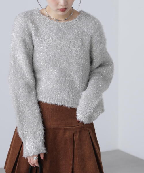 FREE'S MART（フリーズマート）の「◆ラメフェザープルオーバーニット（ニット/セーター・レディース・グレー/ホワイト/ブラウン/ピンク・FREE）」の7枚目の写真