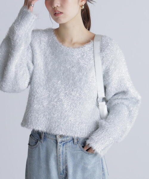 FREE'S MART（フリーズマート）の「◆ラメフェザープルオーバーニット（ニット/セーター・レディース・グレー/ホワイト/ブラウン/ピンク・FREE）」の13枚目の写真