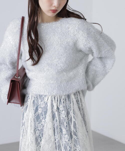 FREE'S MART（フリーズマート）の「◆ラメフェザープルオーバーニット（ニット/セーター・レディース・グレー/ホワイト/ブラウン/ピンク・FREE）」の19枚目の写真