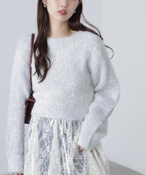 FREE'S MART（フリーズマート）の「◆ラメフェザープルオーバーニット（ニット/セーター・レディース・グレー/ホワイト/ブラウン/ピンク・FREE）」の20枚目の写真