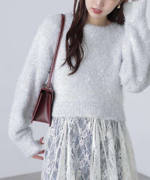 FREE'S MART（フリーズマート）の「◆ラメフェザープルオーバーニット（ニット/セーター・レディース・グレー/ホワイト/ブラウン/ピンク・FREE）」の21枚目の写真