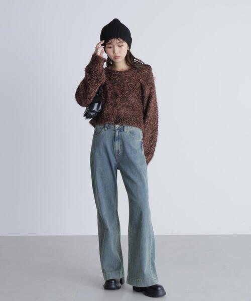 FREE'S MART（フリーズマート）の「◆ラメフェザープルオーバーニット（ニット/セーター・レディース・グレー/ホワイト/ブラウン/ピンク・FREE）」の6枚目の写真