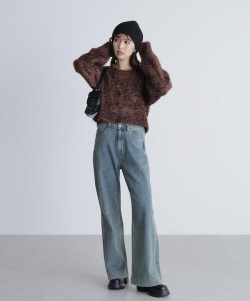 FREE'S MART（フリーズマート）の「◆ラメフェザープルオーバーニット（ニット/セーター・レディース・グレー/ホワイト/ブラウン/ピンク・FREE）」の7枚目の写真