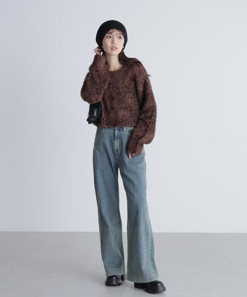 FREE'S MART（フリーズマート）の「◆ラメフェザープルオーバーニット（ニット/セーター・レディース・グレー/ホワイト/ブラウン/ピンク・FREE）」の8枚目の写真