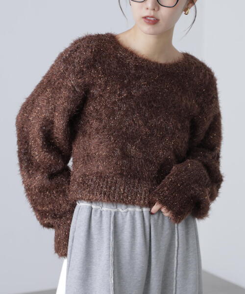 FREE'S MART（フリーズマート）の「◆ラメフェザープルオーバーニット（ニット/セーター・レディース・グレー/ホワイト/ブラウン/ピンク・FREE）」の9枚目の写真