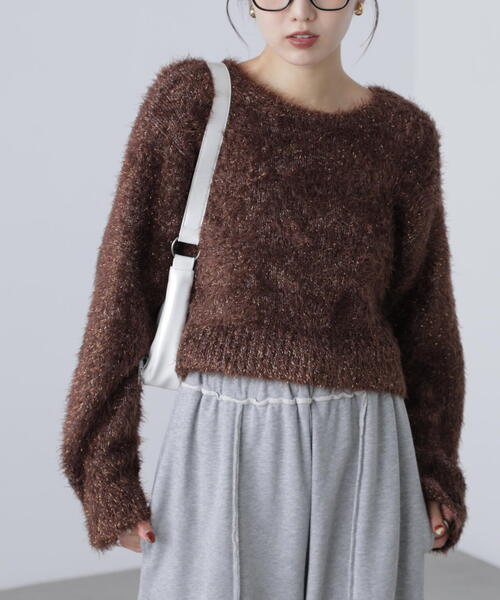 FREE'S MART（フリーズマート）の「◆ラメフェザープルオーバーニット（ニット/セーター・レディース・グレー/ホワイト/ブラウン/ピンク・FREE）」の10枚目の写真