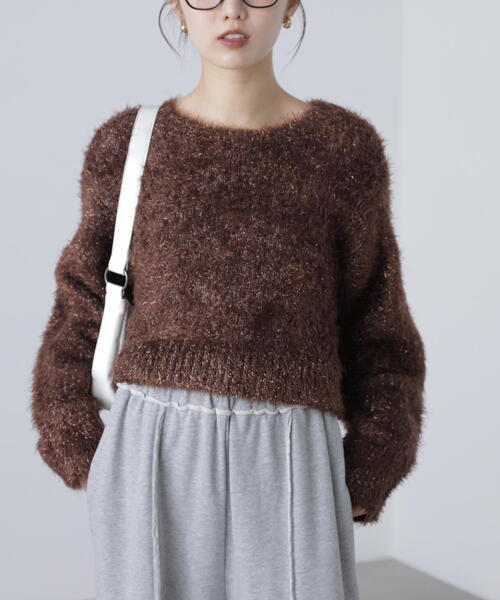 FREE'S MART（フリーズマート）の「◆ラメフェザープルオーバーニット（ニット/セーター・レディース・グレー/ホワイト/ブラウン/ピンク・FREE）」の12枚目の写真