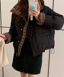 emi+（エミプラス）の「ドロストチェックドッキング中綿ブルゾン（ブルゾン）」