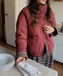 emi+（エミプラス）の「ドロストチェックドッキング中綿ブルゾン（ブルゾン）」