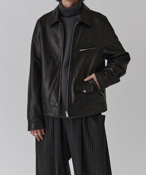 Lui's(ルイス)の「NATURAL TAN SHEEP LEATHER Noirライダース(ライダースジャケット・メンズ・ブラック・S/M)」の1枚目の写真