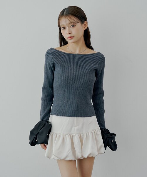 SALON by Chico】バルーンパールスリーブニット（ニット/セーター