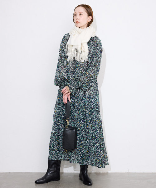 SLOBE IENA（スローブイエナ）の「SLOBE カシミヤストール（ストール/ショール・レディース・サックスブルー/アイボリー/キャメル・FREE）」の5枚目の写真