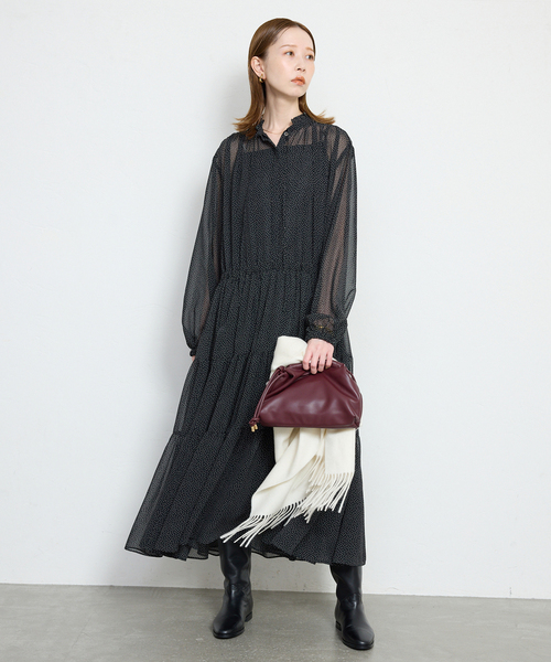 SLOBE IENA（スローブイエナ）の「SLOBE カシミヤストール（ストール/ショール・レディース・サックスブルー/アイボリー/キャメル・FREE）」の9枚目の写真