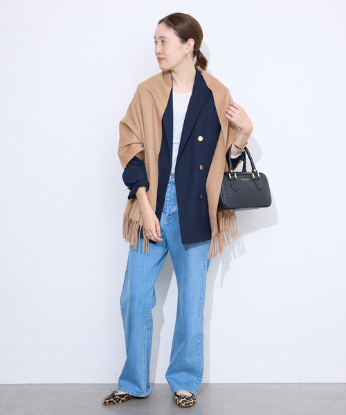 SLOBE IENA（スローブイエナ）の「SLOBE カシミヤストール（ストール/ショール・レディース・サックスブルー/アイボリー/キャメル・FREE）」の15枚目の写真