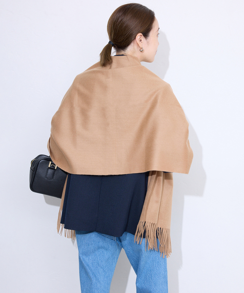 SLOBE IENA（スローブイエナ）の「SLOBE カシミヤストール（ストール/ショール・レディース・サックスブルー/アイボリー/キャメル・FREE）」の17枚目の写真