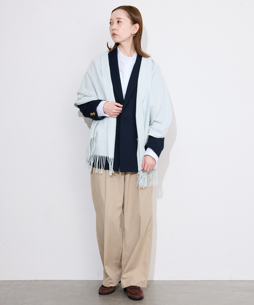 SLOBE IENA（スローブイエナ）の「SLOBE カシミヤストール（ストール/ショール・レディース・サックスブルー/アイボリー/キャメル・FREE）」の21枚目の写真
