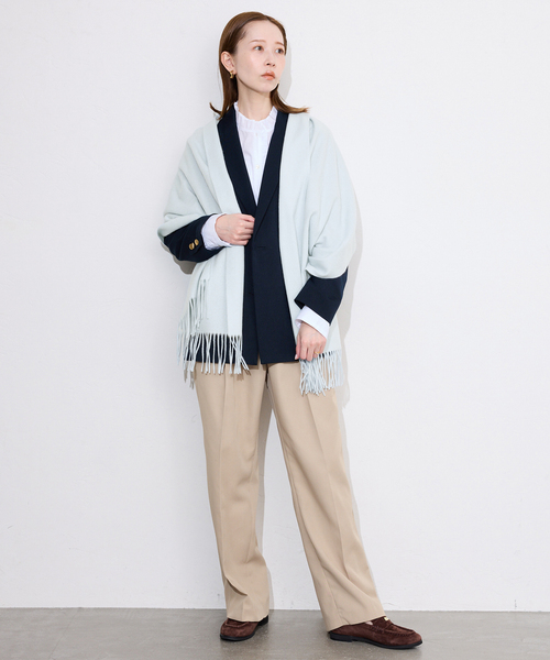 SLOBE IENA（スローブイエナ）の「SLOBE カシミヤストール（ストール/ショール・レディース・サックスブルー/アイボリー/キャメル・FREE）」の22枚目の写真