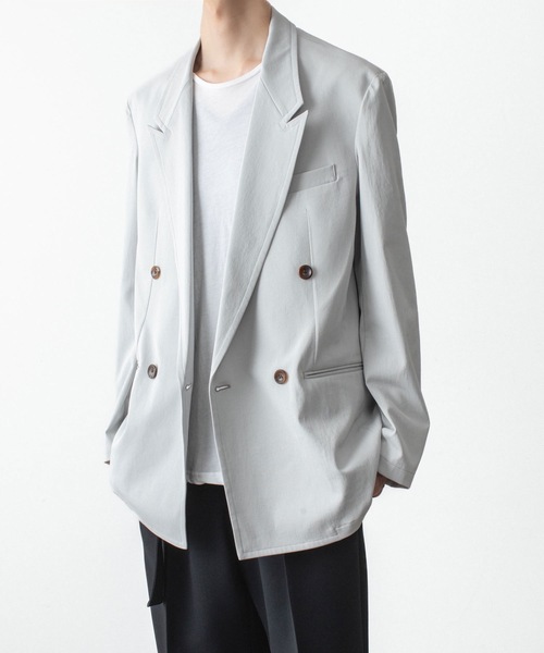 ATTACHMENT(アタッチメント)の「PE/CO/LI ドライツイル ダブルブレステッドジャケット / PE/CO/LI DRY TWILL DOUBLE-BREASTED JKT(テーラードジャケット・メンズ・ライトグレー/ブラック/ライトベージュ・2/3)」の9枚目の写真