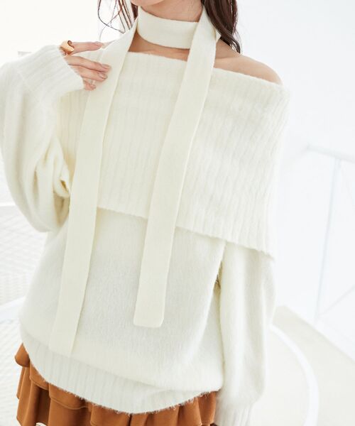 MAJESTIC LEGON(マジェスティックレゴン)の「チョーカー付きオフショルミニワンピ(ワンピース・レディース・オフホワイト/ピンク/ブラック・MEDIUM)」の2枚目の写真