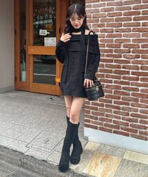 MAJESTIC LEGON | チョーカー付きオフショルミニワンピ(ワンピース)