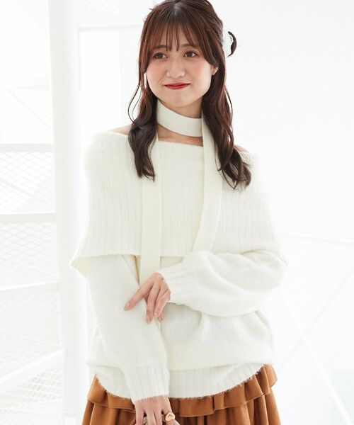 MAJESTIC LEGON(マジェスティックレゴン)の「チョーカー付きオフショルミニワンピ(ワンピース・レディース・オフホワイト/ピンク/ブラック・MEDIUM)」の7枚目の写真