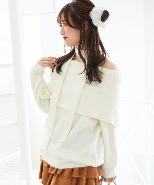 MAJESTIC LEGON(マジェスティックレゴン)の「チョーカー付きオフショルミニワンピ(ワンピース・レディース・オフホワイト/ピンク/ブラック・MEDIUM)」の8枚目の写真