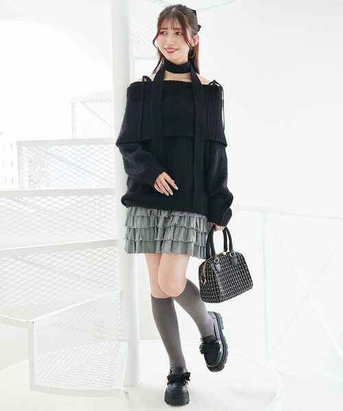 MAJESTIC LEGON(マジェスティックレゴン)の「チョーカー付きオフショルミニワンピ(ワンピース・レディース・オフホワイト/ピンク/ブラック・MEDIUM)」の19枚目の写真