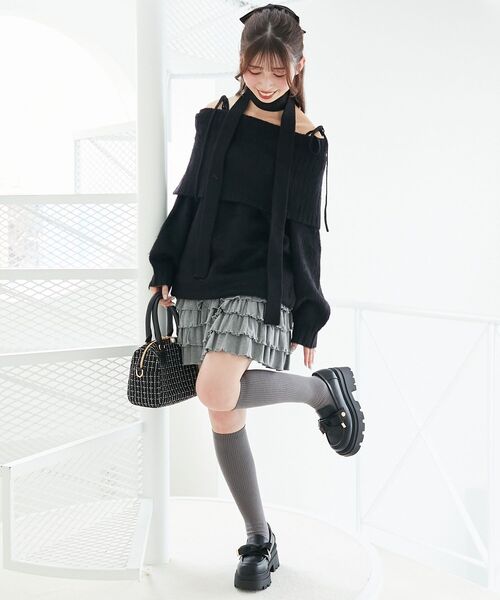 MAJESTIC LEGON(マジェスティックレゴン)の「チョーカー付きオフショルミニワンピ(ワンピース・レディース・オフホワイト/ピンク/ブラック・MEDIUM)」の20枚目の写真