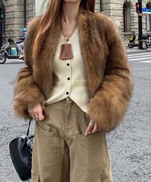 ViViDAY（ビビデー）の「エコファーノーカラーコート（ノーカラージャケット）」