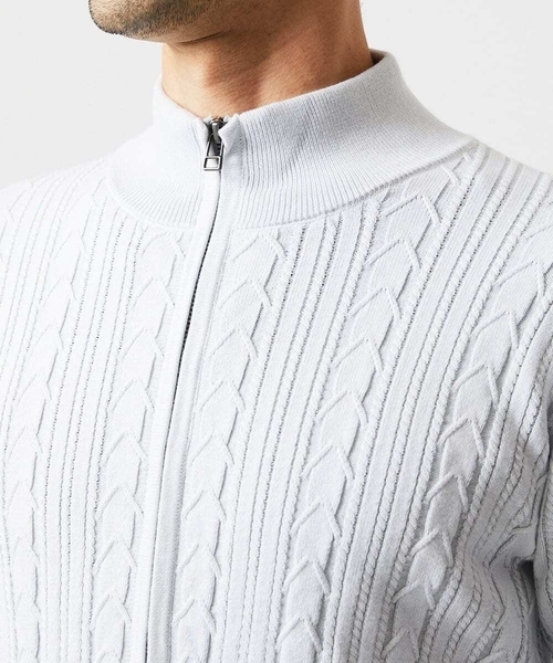 MICHEL KLEIN HOMME (ミッシェルクランオム)の「編み込みスタンドカラーニットブルゾン(カーディガン/ボレロ・メンズ・ライトグレー/グリーン/ブラック・MEDIUM/LARGE/X-LARGE)」の13枚目の写真