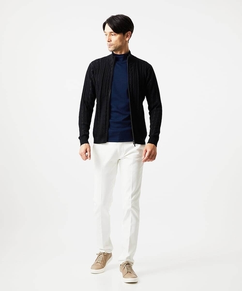 MICHEL KLEIN HOMME (ミッシェルクランオム)の「編み込みスタンドカラーニットブルゾン(カーディガン/ボレロ・メンズ・ライトグレー/グリーン/ブラック・MEDIUM/LARGE/X-LARGE)」の18枚目の写真