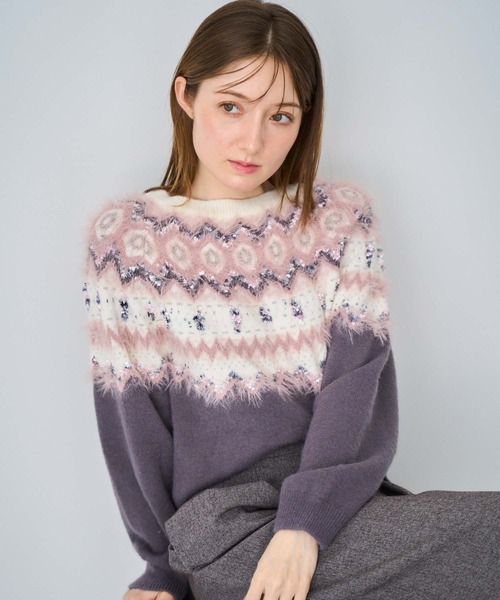 NOELA（ノエラ）の「ノルディック柄ニット（ニット/セーター・レディース・オフホワイト/チャコールグレー/ブルー・フリー）」の21枚目の写真