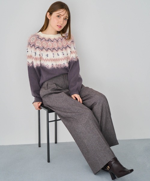 NOELA（ノエラ）の「ノルディック柄ニット（ニット/セーター・レディース・オフホワイト/チャコールグレー/ブルー・フリー）」の14枚目の写真