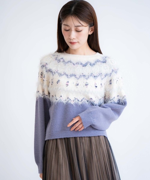 NOELA（ノエラ）の「ノルディック柄ニット（ニット/セーター・レディース・オフホワイト/チャコールグレー/ブルー・フリー）」の16枚目の写真