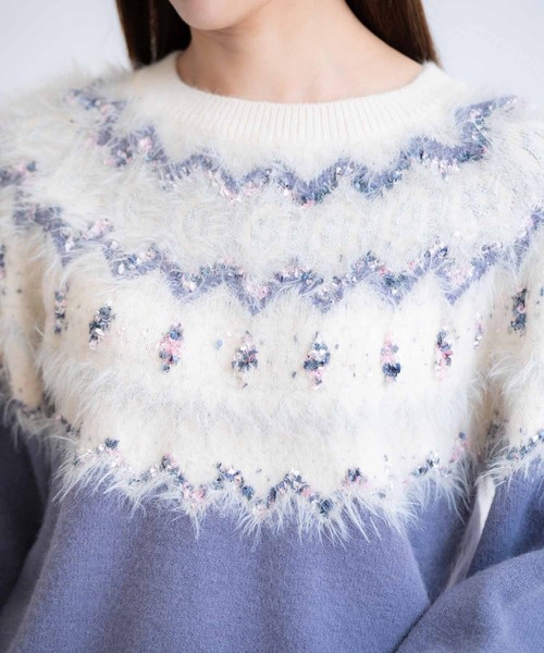 NOELA（ノエラ）の「ノルディック柄ニット（ニット/セーター・レディース・オフホワイト/チャコールグレー/ブルー・フリー）」の8枚目の写真