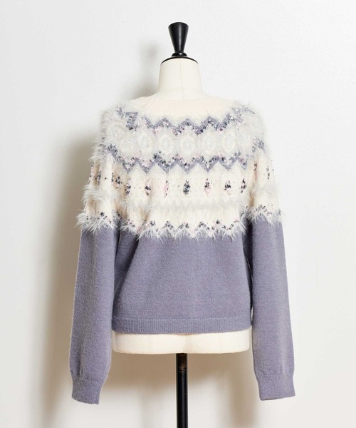 NOELA（ノエラ）の「ノルディック柄ニット（ニット/セーター・レディース・オフホワイト/チャコールグレー/ブルー・フリー）」の5枚目の写真